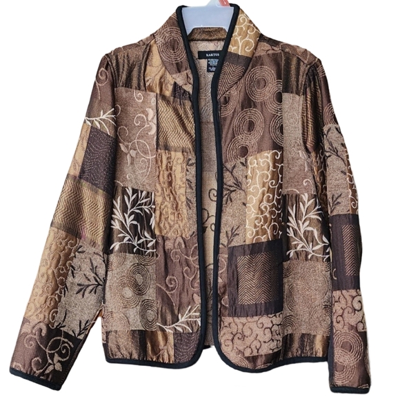 Kaktus Sweaters - Kaktus Women's Quilted Patchwork Open Jacket‎ Women's Large